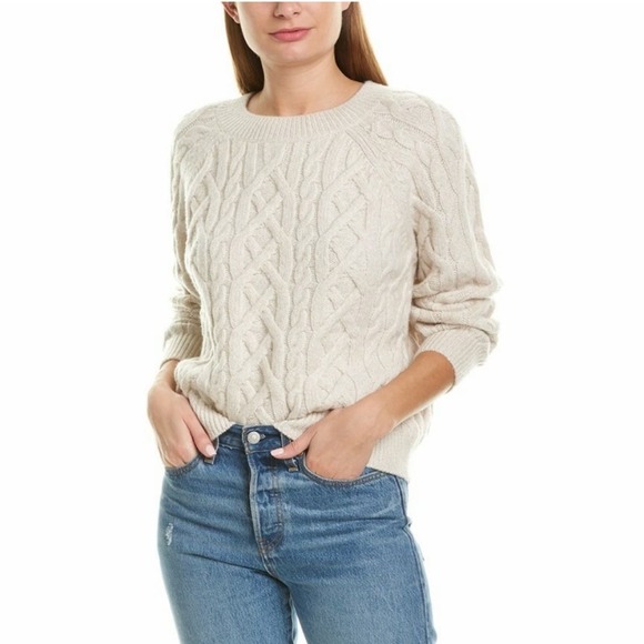 Vince ivory long sleeve chunky cable knit sweater. L - Picture 1 of 7